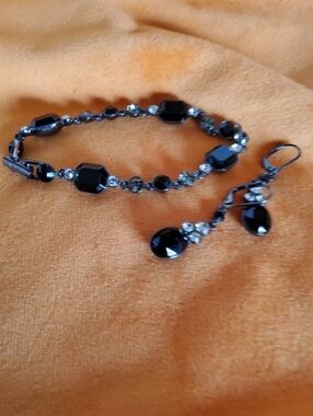 Crystal Black Faceted Braclet Set Givenchy.